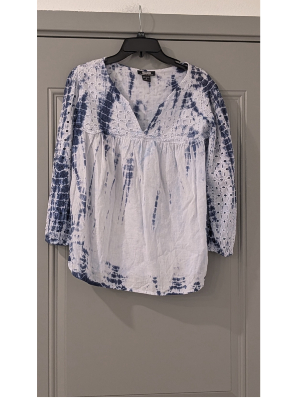 Women's NAOO Nation AK Outfits White & Blue Tie-Dye Blouse S